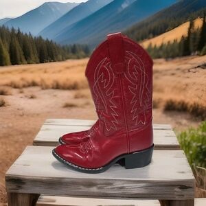 205 Old West Youth J Toe Western Boots, model 8116 red Leather